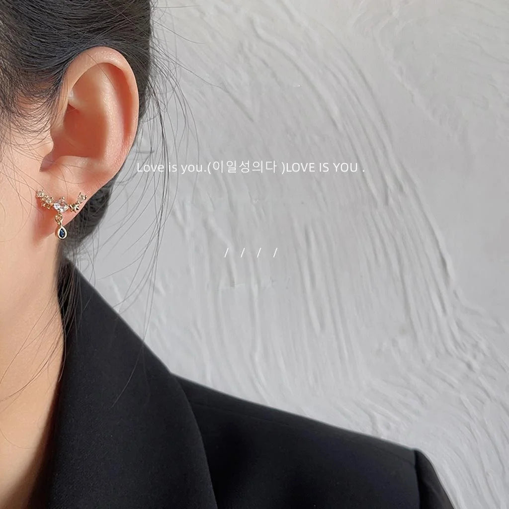 Copper Micro Pave Zircon Teardrop Drop Earrings, Versatile Geometric Fashion Jewelry