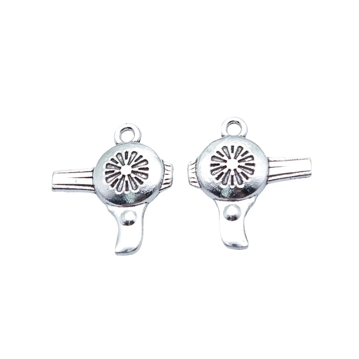 23x20mm 3g Antique Silver Zinc Alloy Hair Dryer Charm Pendant for DIY Beauty Theme Jewelry Making