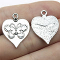 25x20mm 1.9g Antique Silver Zinc Alloy Butterfly Heart Charm Pendant for Necklace Bracelet Making