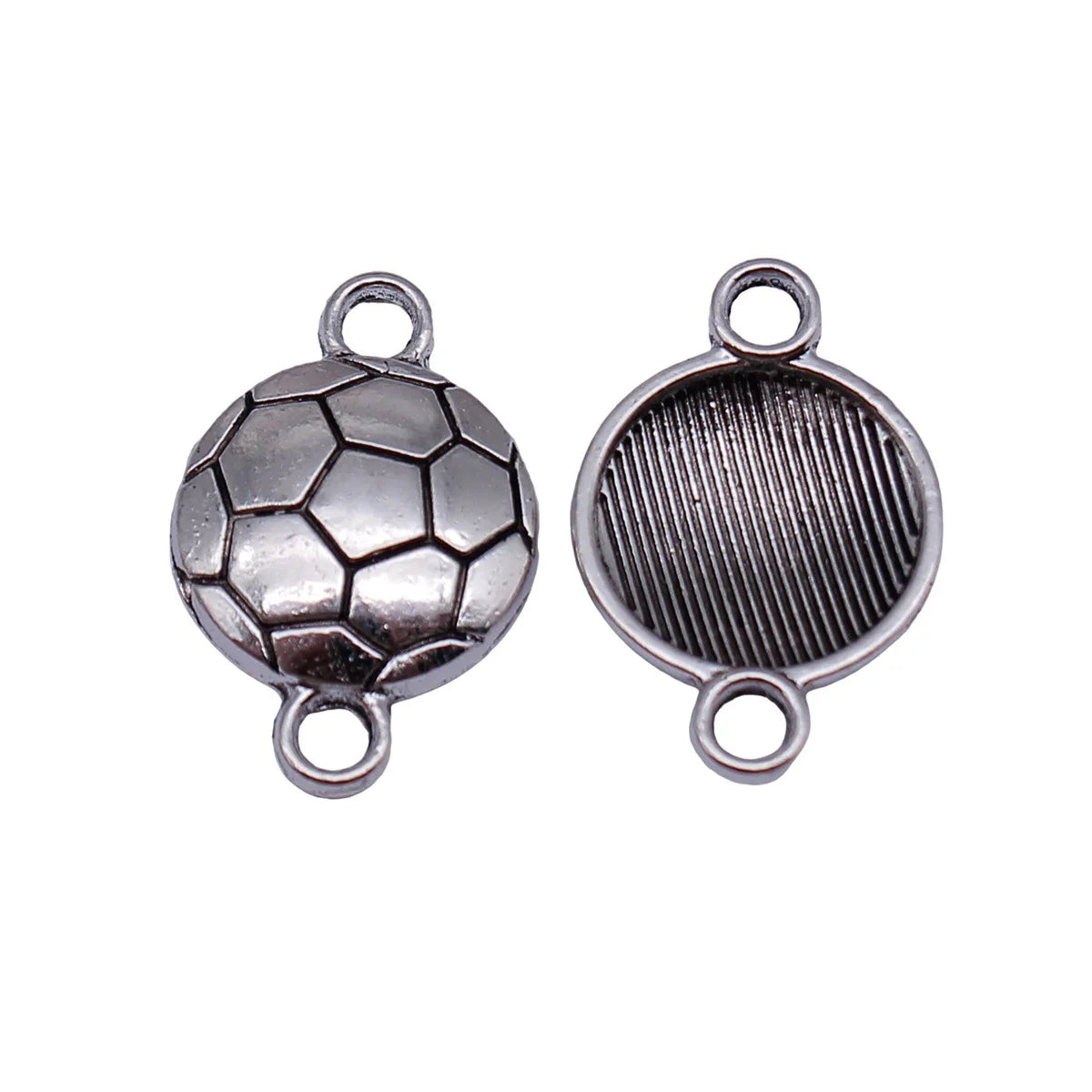 22x14mm 1.8g Antique Silver Zinc Alloy Soccer Ball Connector Charm for DIY Bracelet Necklace Jewelry