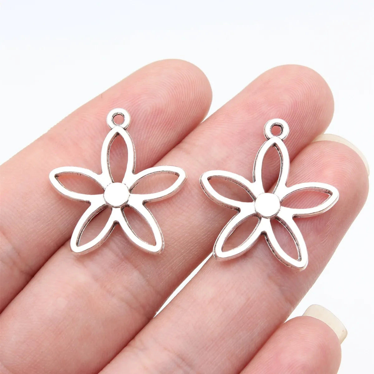 24x21mm 1.9g Antique Silver Zinc Alloy Flower Charm Pendant for DIY Necklace Bracelet Jewelry Making