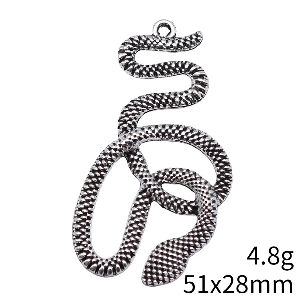 51x28mm 4.8g Antique Silver Zinc Alloy Snake Charm Pendant for DIY Necklace Bracelet Jewelry Making