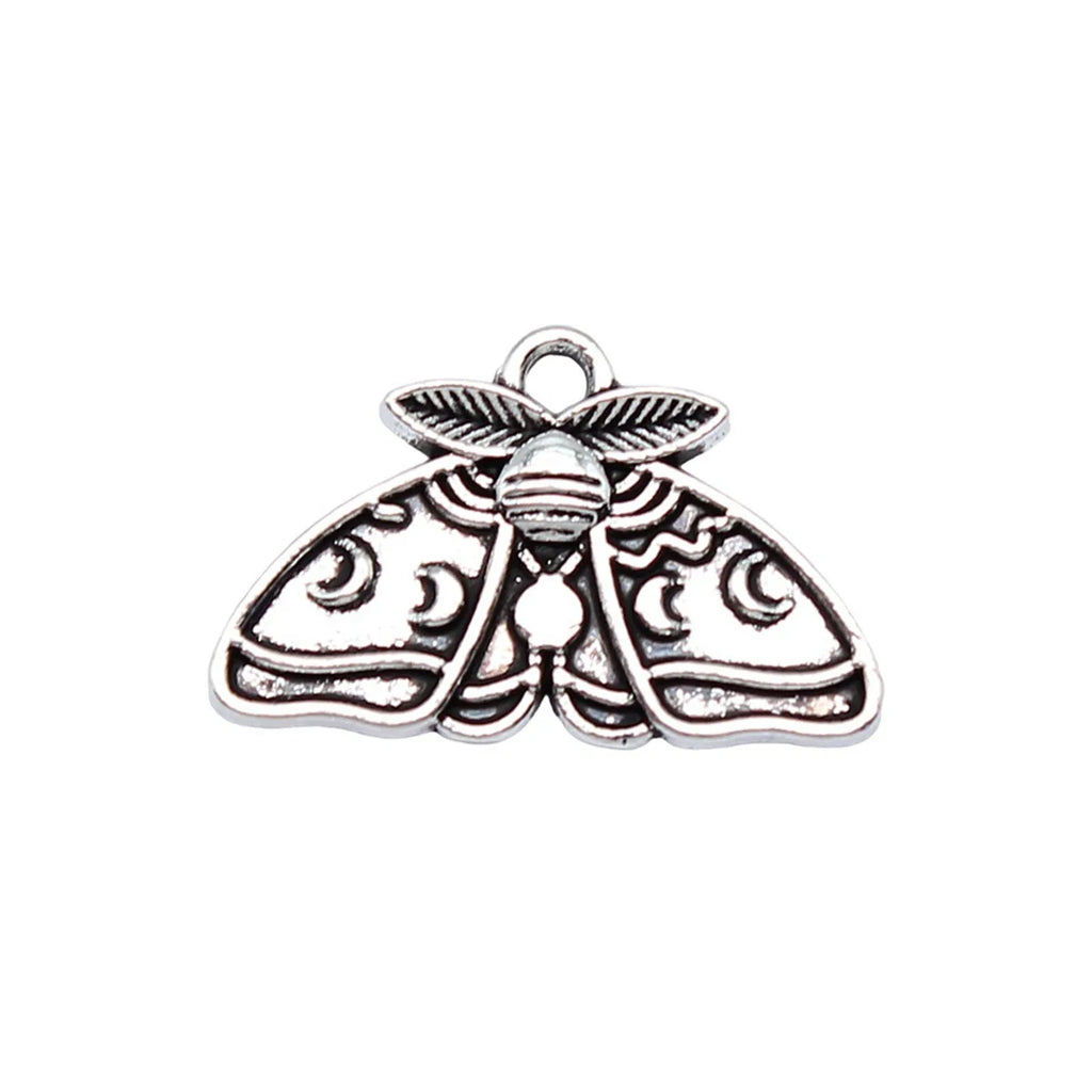 20x13mm 1.2g Antique Silver Zinc Alloy Gothic Moth Charm Pendant for DIY Necklace Bracelet Making