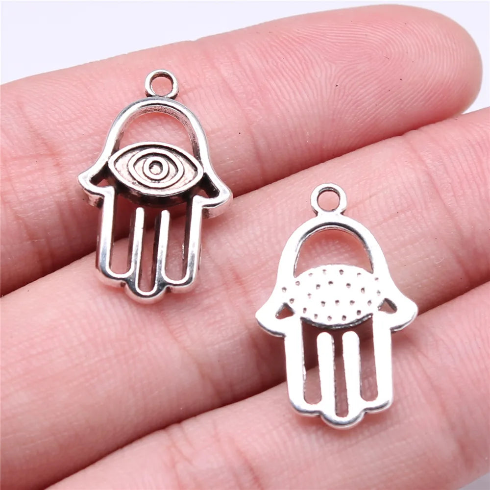 24x15mm 1.97g Antique silver zinc alloy Eye Hand charm pendant for DIY bracelet necklace making
