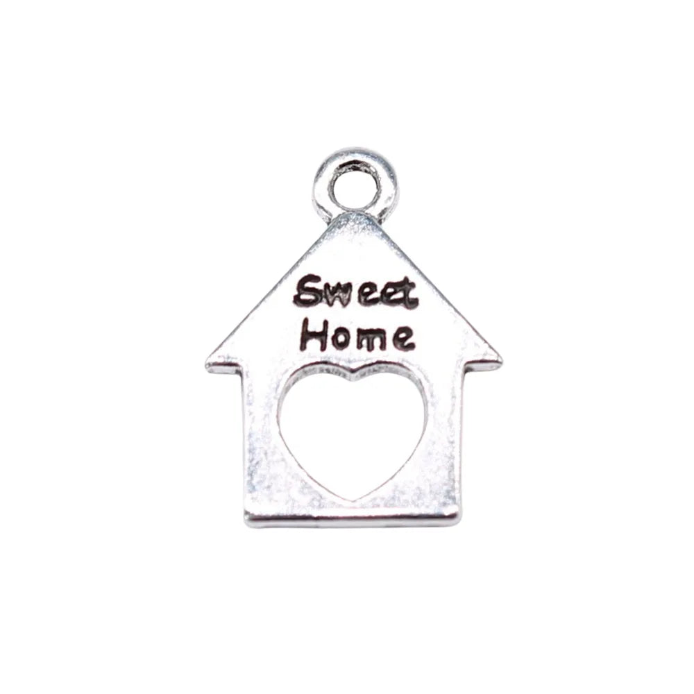 17x13mm 0.78g Antique Silver Zinc Alloy Sweet Home Word Tag Charm Pendant for DIY Jewelry