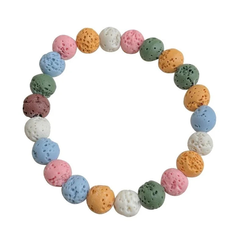 Genuine Volcanic Stone Colorful Sweet Geometric Bead Bracelet For Women