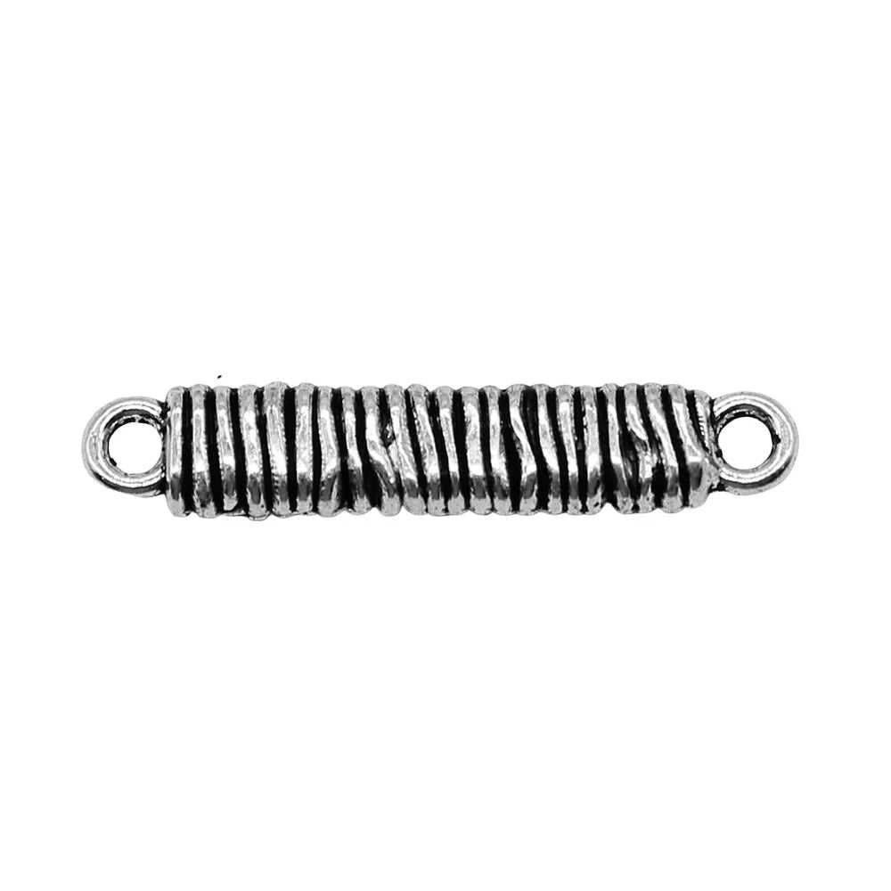 6x32mm 2.6g Antique Silver Zinc Alloy Faux Rope Long Bar Connector Charm for Bracelet Necklace Making