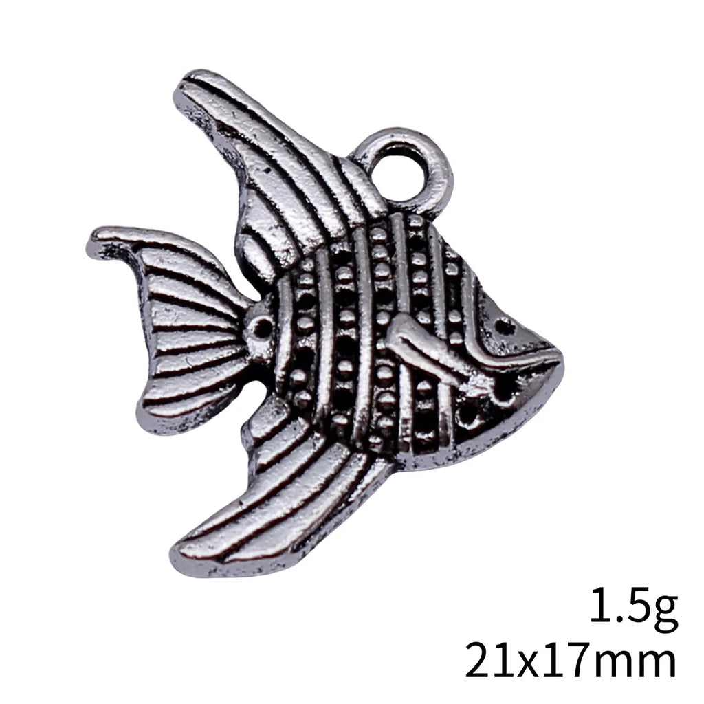 21x17mm 1.5g Antique Silver Zinc Alloy Tropical Fish Charm Pendant for DIY Necklace Jewelry Making