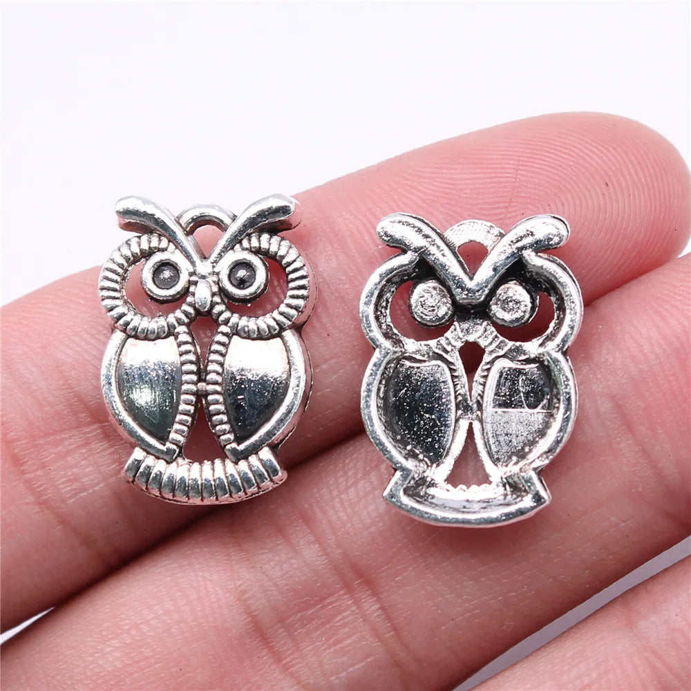22x15mm 1.8g Multicolor Zinc Alloy Owl Cat Charm Pendant for Handmade Necklace Bracelet DIY Jewelry