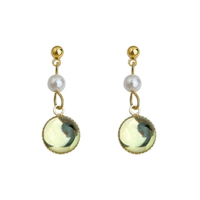 Fresh Forest Style Glass Glaze Teardrop Drop Earrings Handmade Minimalist Geometric Jewelry