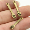 24mm 0.5g Multicolor Zinc Alloy Fork Charm Pendant for DIY Food Theme Bracelet Necklace Making
