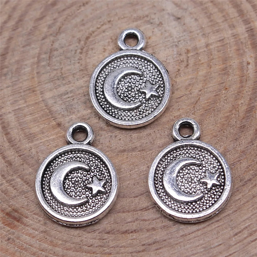 10x12mm 0.5g Multicolor Zinc Alloy Moon Star Charm Pendant for DIY Necklace Bracelet Jewelry Making