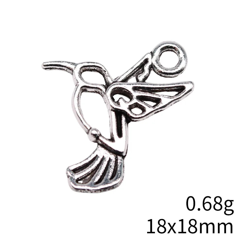 18x18mm 0.68g Multicolor Zinc Alloy Hummingbird Bird Charm Pendant for DIY Necklace Bracelet Jewelry Making