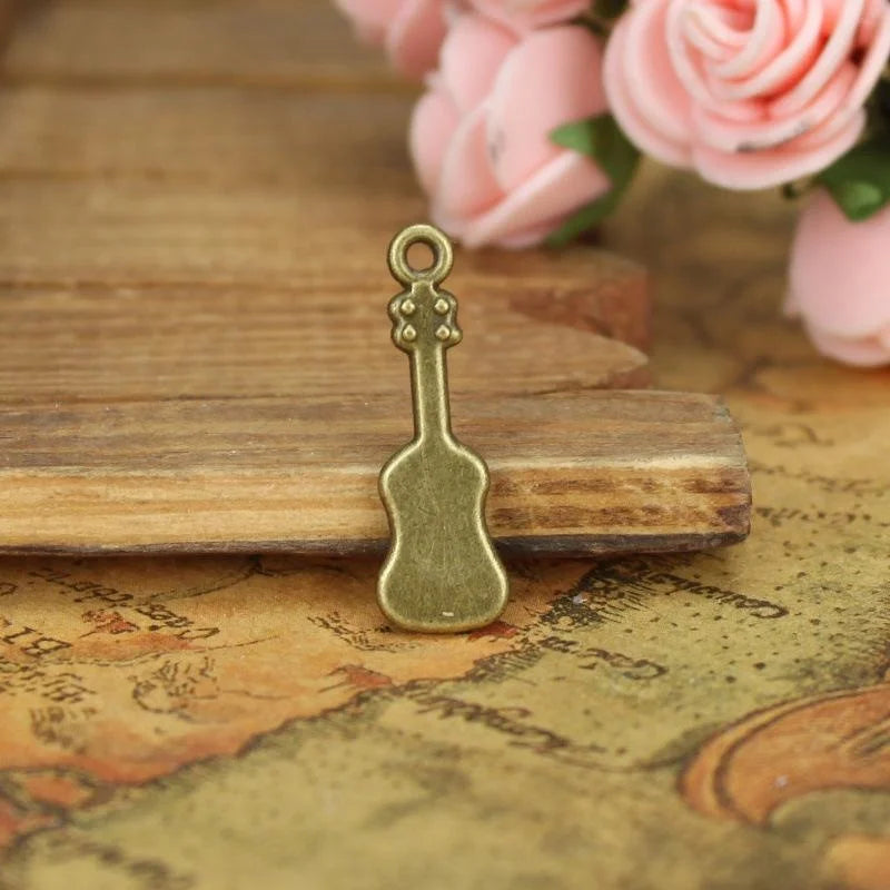 27x9MM Antique Silver Zinc Alloy Guitar Violin Charm Pendant for DIY Necklace Bracelet Jewelry Making