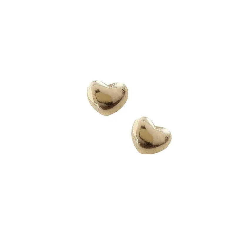 14K Plated Copper Mini Heart Stud Earrings With Smooth Finish Korean Japanese Style