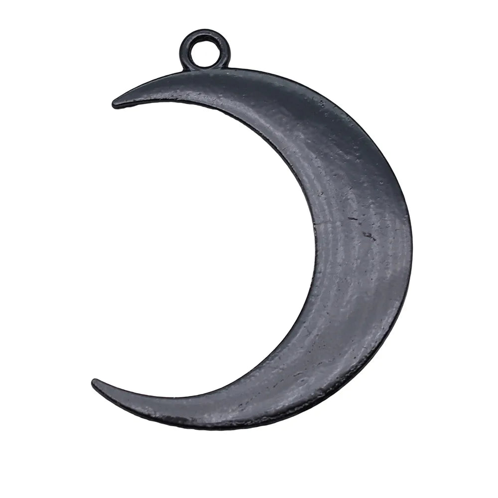 44x32mm 4.2g Black Zinc Alloy Gothic Large Moon Charm Pendant for DIY Necklace Bracelet Jewelry Making