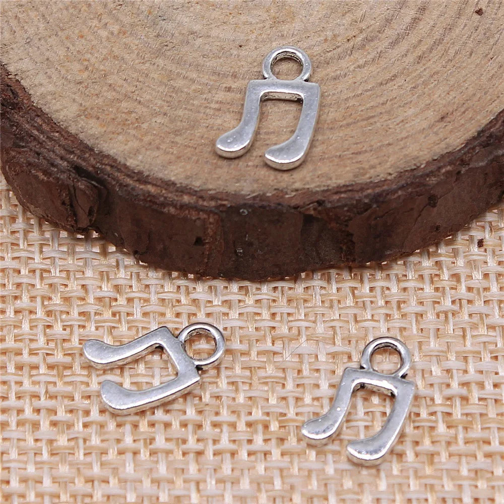 11x7mm 0.3g Antique Silver Zinc Alloy Music Note Charm Pendant for DIY Necklace Bracelet Jewelry Making