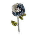 Elegant Crystal Rhinestone Enamel Rose Flower Brooch Pin, Women's Alloy Lapel Corsage Suit Accessory Gift
