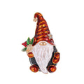 Cute Enamel Alloy Santa Gnome Brooch With Rhinestone Holly, Christmas Lapel Pin Corsage Suit Accessory Gift