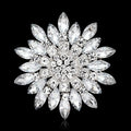 Elegant Pink Rhinestone Flower Brooch For Women, Luxury Crystal Lapel Pin Corsage Suit Accessory