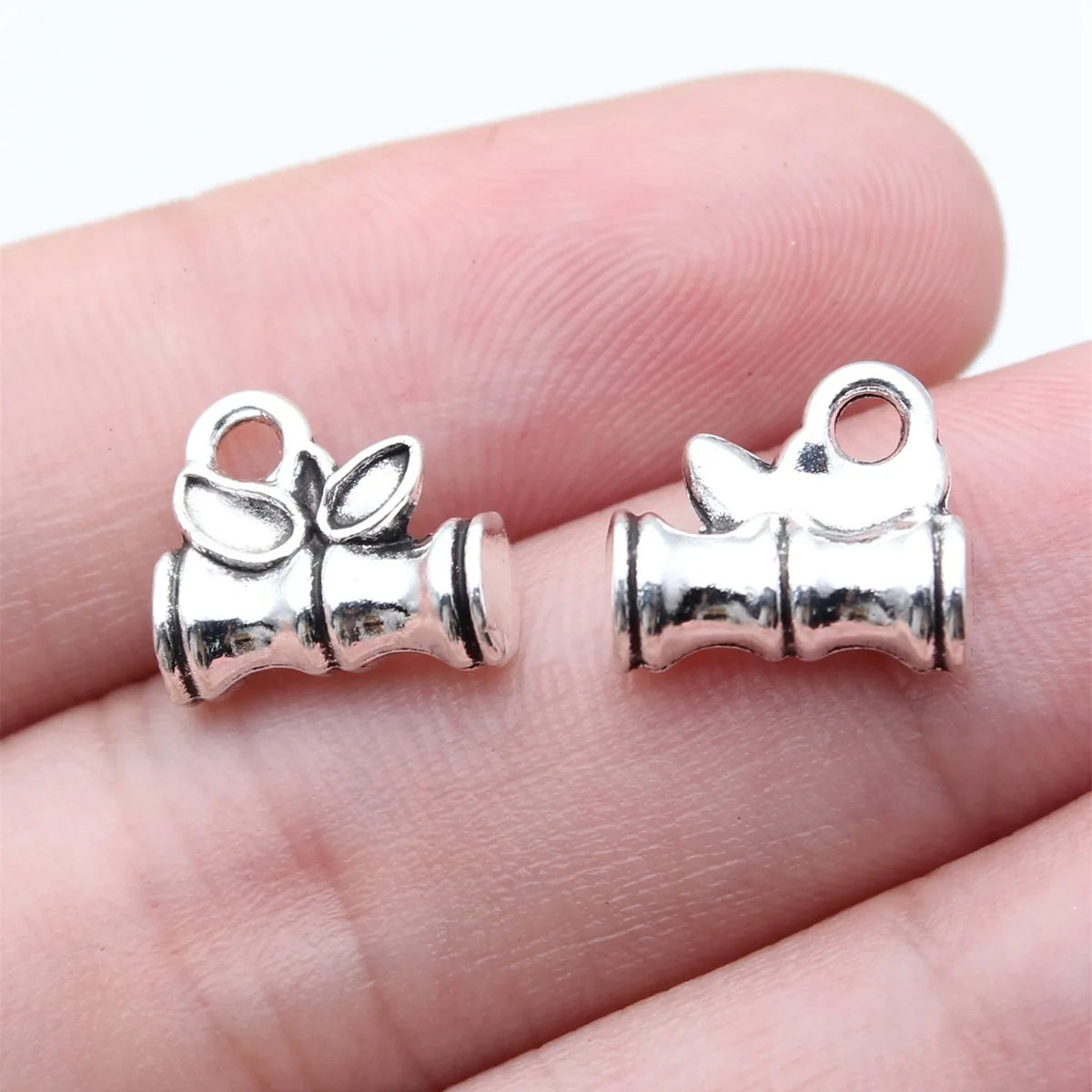12x10x4.9mm 1.35g Antique Silver Zinc Alloy Bamboo Segment Charm Pendant for DIY Necklace Bracelet Jewelry