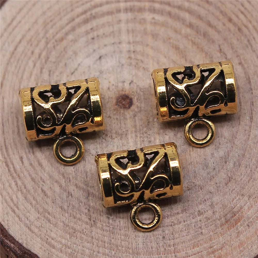 12x12mm 1.3g Antique Gold Zinc Alloy Decorative Pendant Bail Connector for DIY Necklace Making