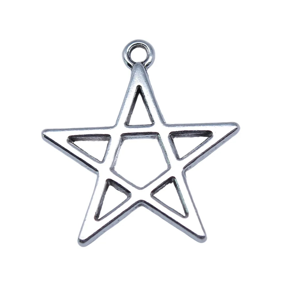 22x25mm 1.9g Multicolor Zinc Alloy Five-Point Star Charm Pendant for DIY Necklace Bracelet Making