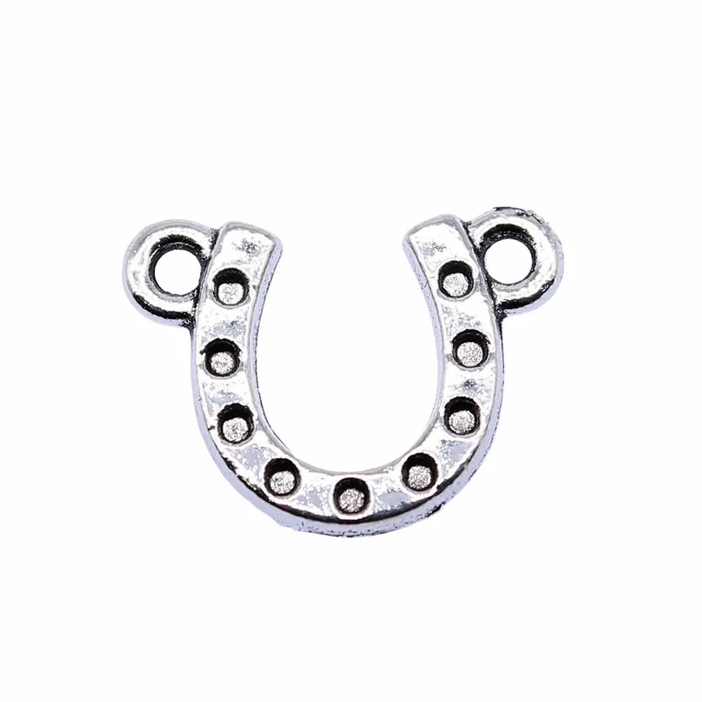 14x11mm 0.65g Antique Silver Zinc Alloy Horseshoe Connector Charm for DIY Bracelet Necklace Making