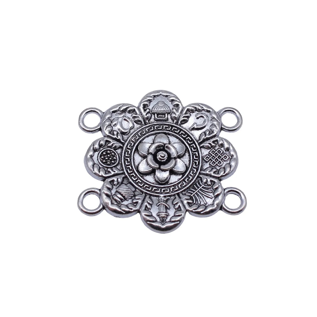 38x35mm 4.4g Antique Silver Zinc Alloy Four-Hole Connector Charm for Body Chain Waist Chain Making