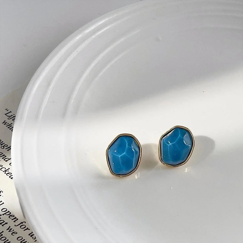 Minimalist 14K Plated Alloy Irregular Geometric Asymmetric Stud Earrings