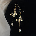 14K Gold Plated Handmade Natural Freshwater Pearl Butterfly Stud Earrings Original Minimalist Design