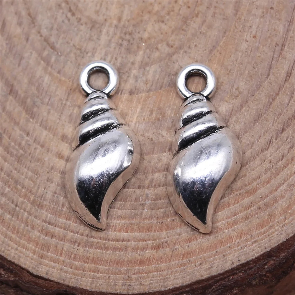 16x17mm 0.4g Antique Silver Zinc Alloy Conch Shell Charm Pendant for DIY Ocean Jewelry Making