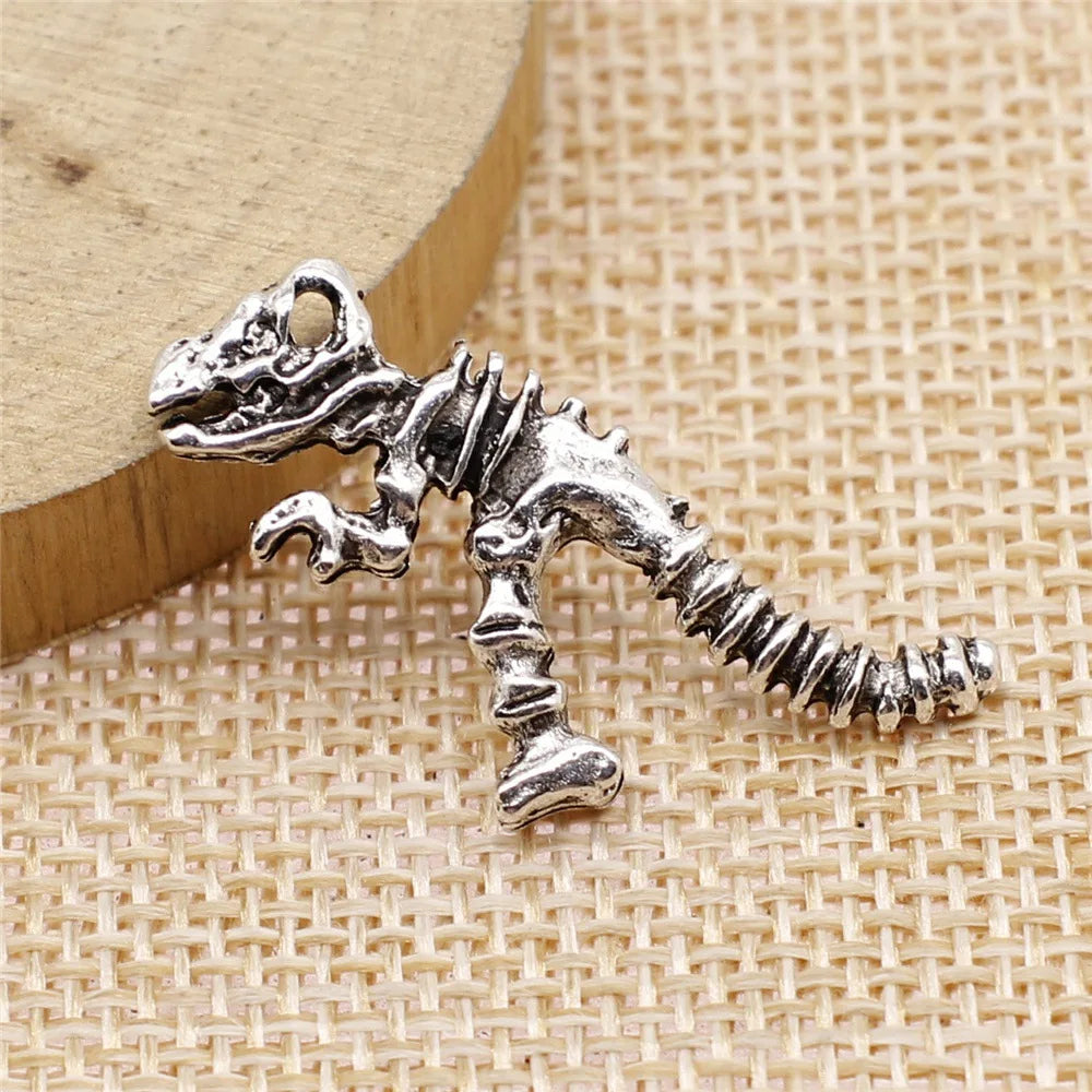 26x16mm 2.4g Antique Silver Zinc Alloy Dinosaur Skeleton Charm Pendant for DIY Animal Jewelry Making