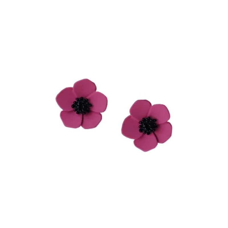 Vintage Small Flower Alloy Stud Earrings With Silver Plated Pins And Enamel Paint For Women