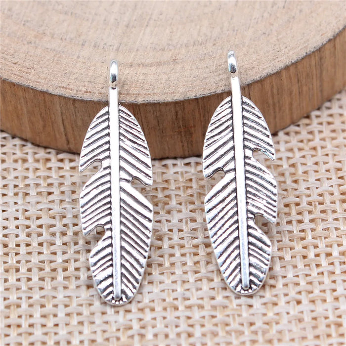 28x8mm 0.95g Multicolor Zinc Alloy Feather Charm Pendant for DIY Necklace Bracelet Jewelry Making