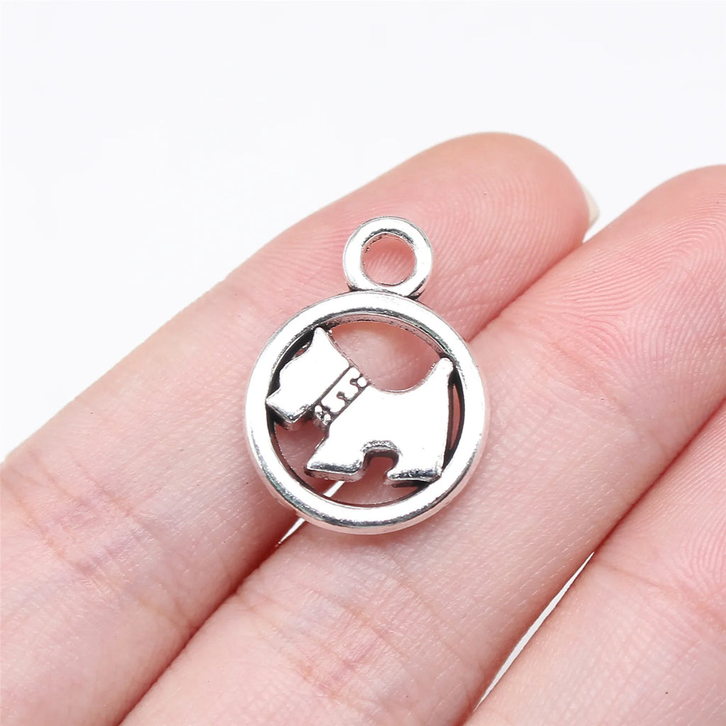 21x16mm 2.3g Antique Silver Tone Zinc Alloy Dog Charm Pendant for DIY Necklace Bracelet Jewelry Making