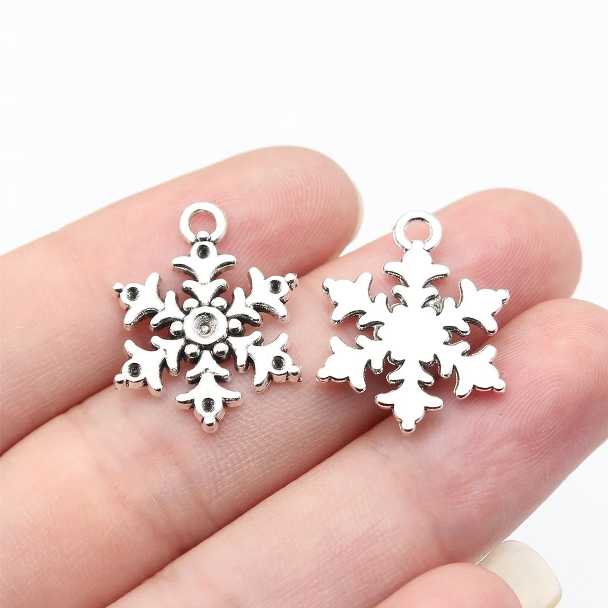 22x17mm 1.3g Antique Silver Zinc Alloy Snowflake Charm Pendant for DIY Necklace Bracelet Jewelry Making