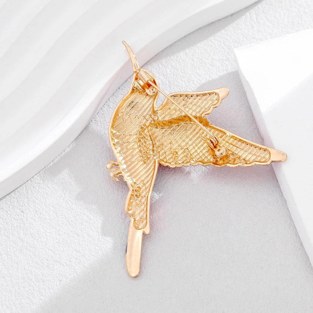 Luxury Patriotic Hummingbird Enamel Rhinestone Alloy Brooch, Independence Day Lapel Pin Suit Accessory Gift