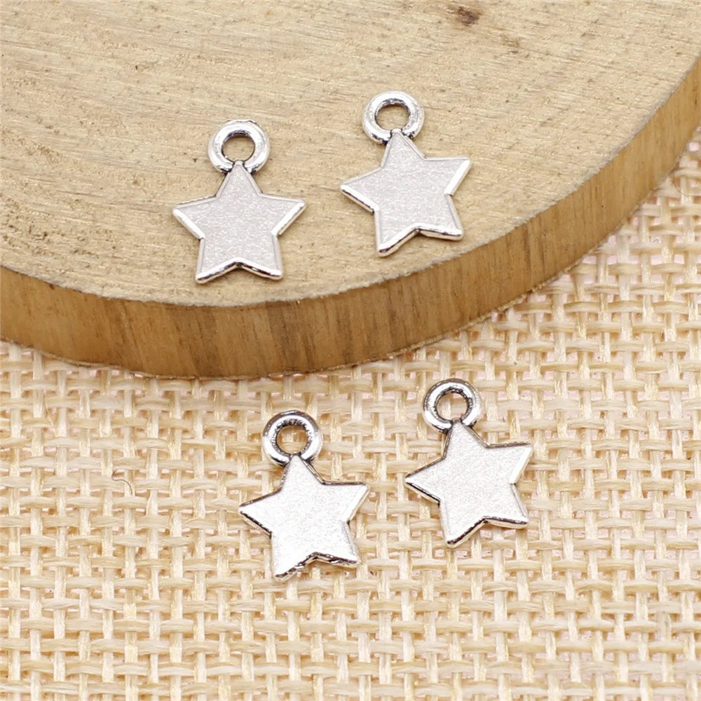 8x10mm 0.2g Multicolor Zinc Alloy Five Point Star Charm Pendant for DIY Necklace Bracelet Making
