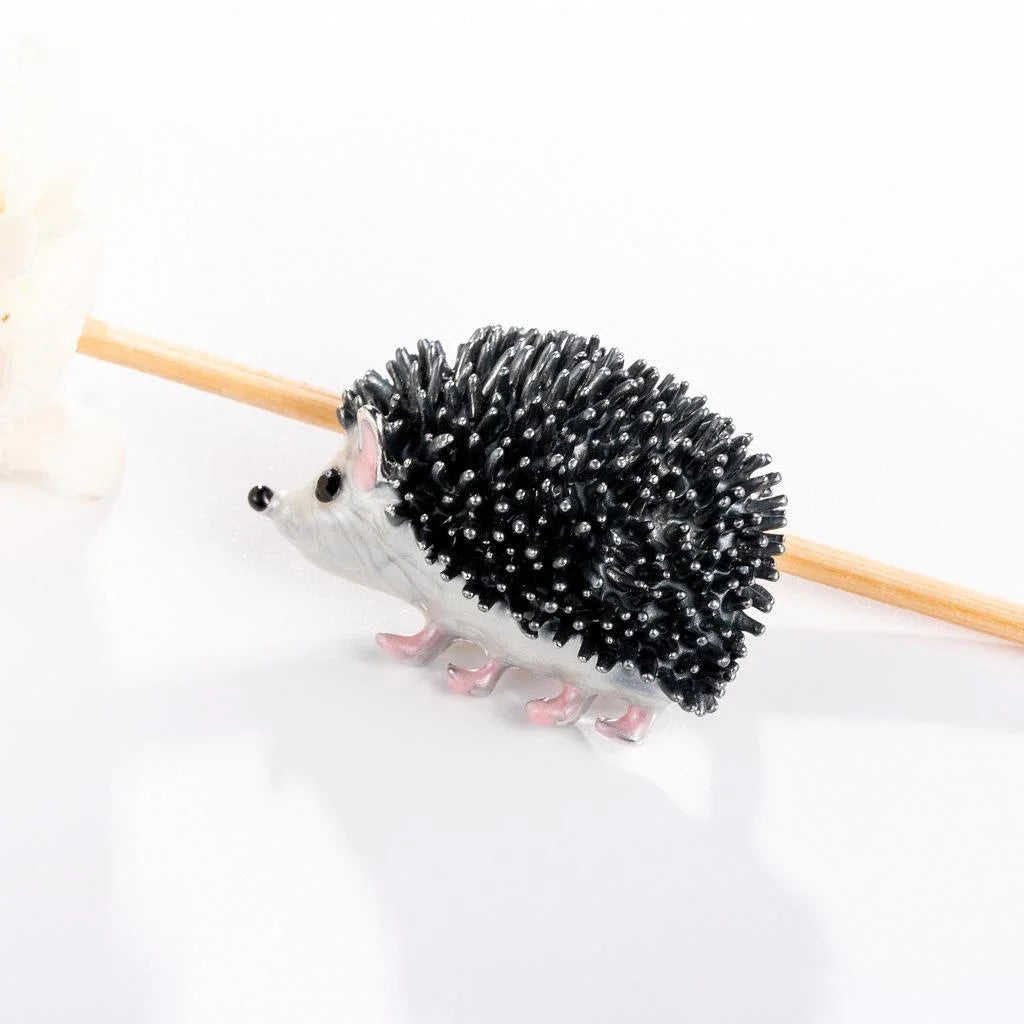 Cute Cartoon Enamel Hedgehog Animal Brooch, Alloy Rhinestone Lapel Pin Corsage Suit Accessory Gift