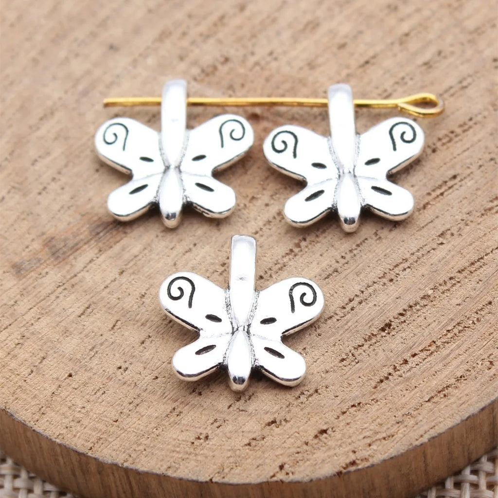 14x13mm 1.05g Antique Silver Zinc Alloy Butterfly Charm Pendant for DIY Necklace Bracelet Making