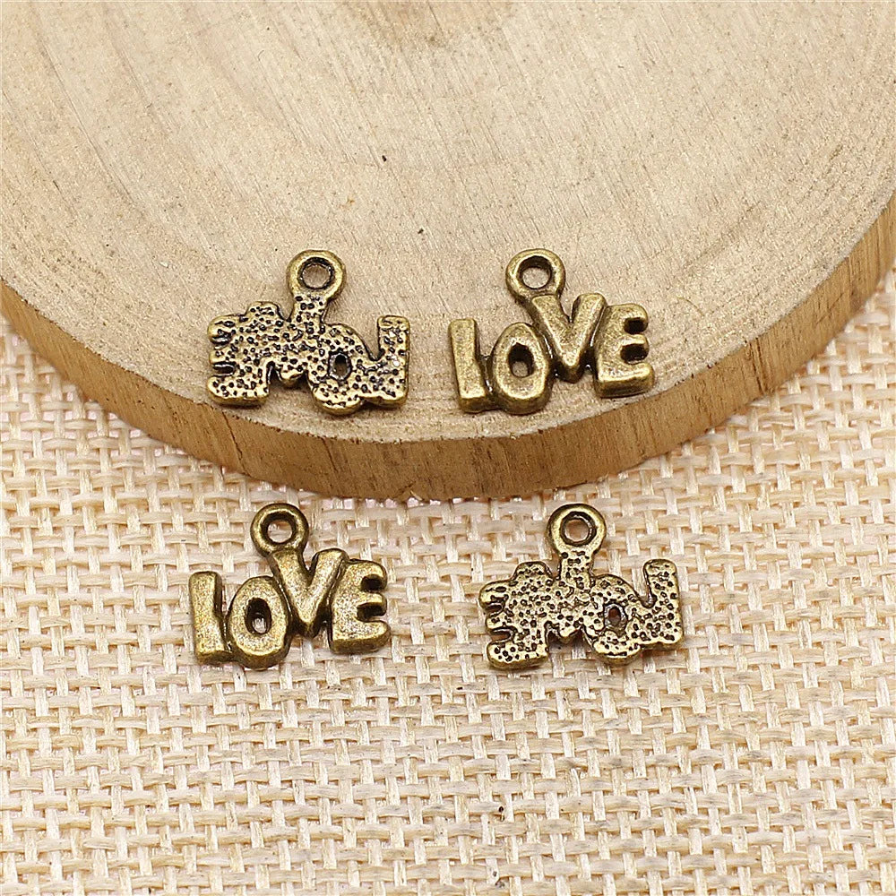 12x10mm 0.7g Multicolor Zinc Alloy Love Letter Charm Pendant for DIY Bracelet Necklace Making