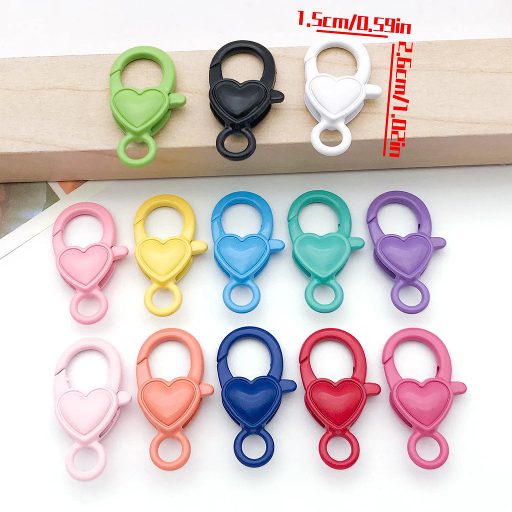 Zinc Alloy Colorful Heart Lobster Clasp for Jewelry Making and Accessory Findings