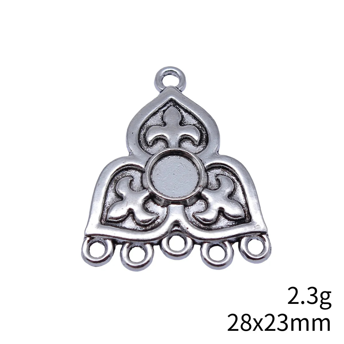 28x23mm 2.3g Antique Silver Zinc Alloy Earring Connector Charm for DIY Dangle Earring Making