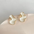 Chic Abstract Geometric Irregular 14K Electroplated Copper Stud Earrings With Enamel Drip Oil