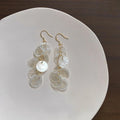 Silver Plated Shell Crystal Tassel Drop Earrings For Women Vacation Style Jewelry