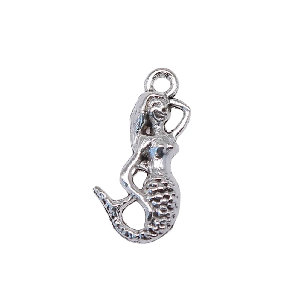 23x11mm 1.5g Antique Silver Zinc Alloy Mermaid Charm Pendant for DIY Necklace Bracelet Jewelry Making