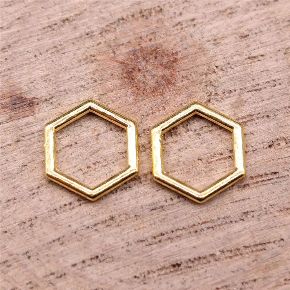 10x10mm 0.4g Multicolor Zinc Alloy Hexagon Honeycomb Charm Pendant for DIY Jewelry Making