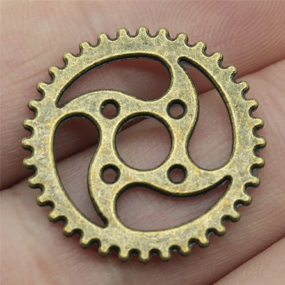 23x23mm 1.8g Antique Bronze Tone Zinc Alloy Gear Charm Pendant for Steampunk Jewelry DIY