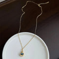 18K Gold Plated Copper Abalone Shell Lucky Bag Pendant Necklace For Women Light Luxury Geometric Collarbone Chain